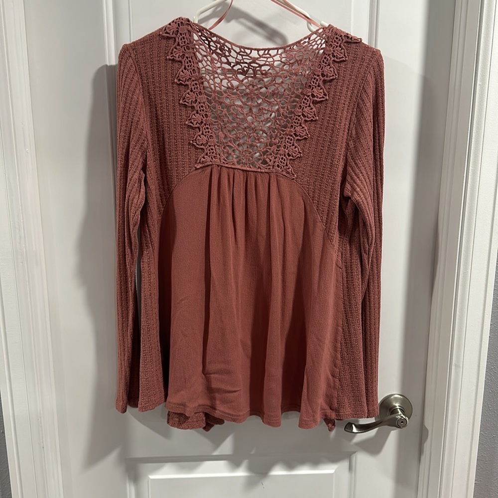 Knox Rose Crochet Detail Back Blush Cardigan - Picture 4 of 5